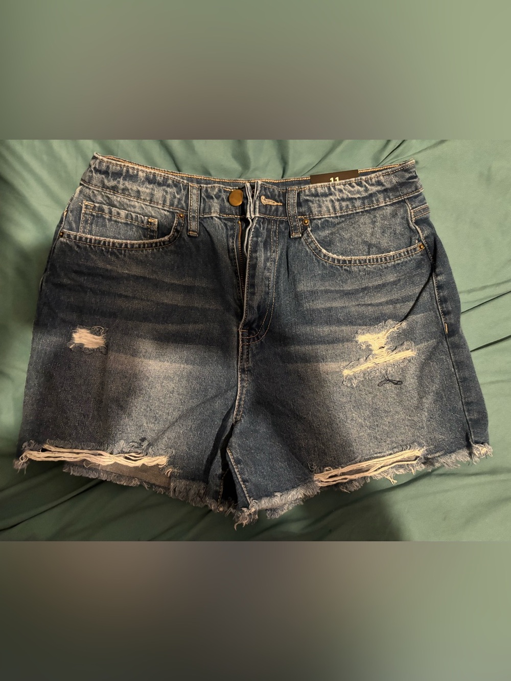 Fashion Nova Indigo Frayed Hem Denim Shorts